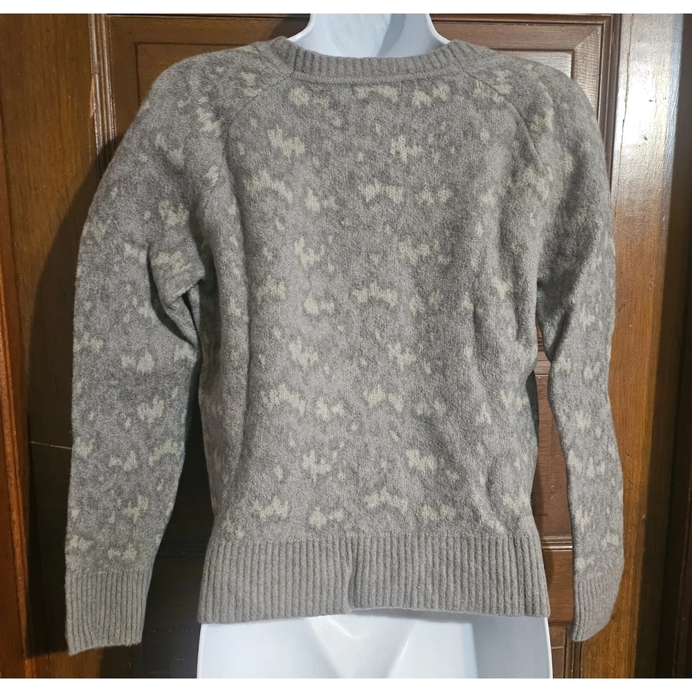 Athleta Hawthorn Textured Merino Wool Blend Crewneck Animal Print Sweater